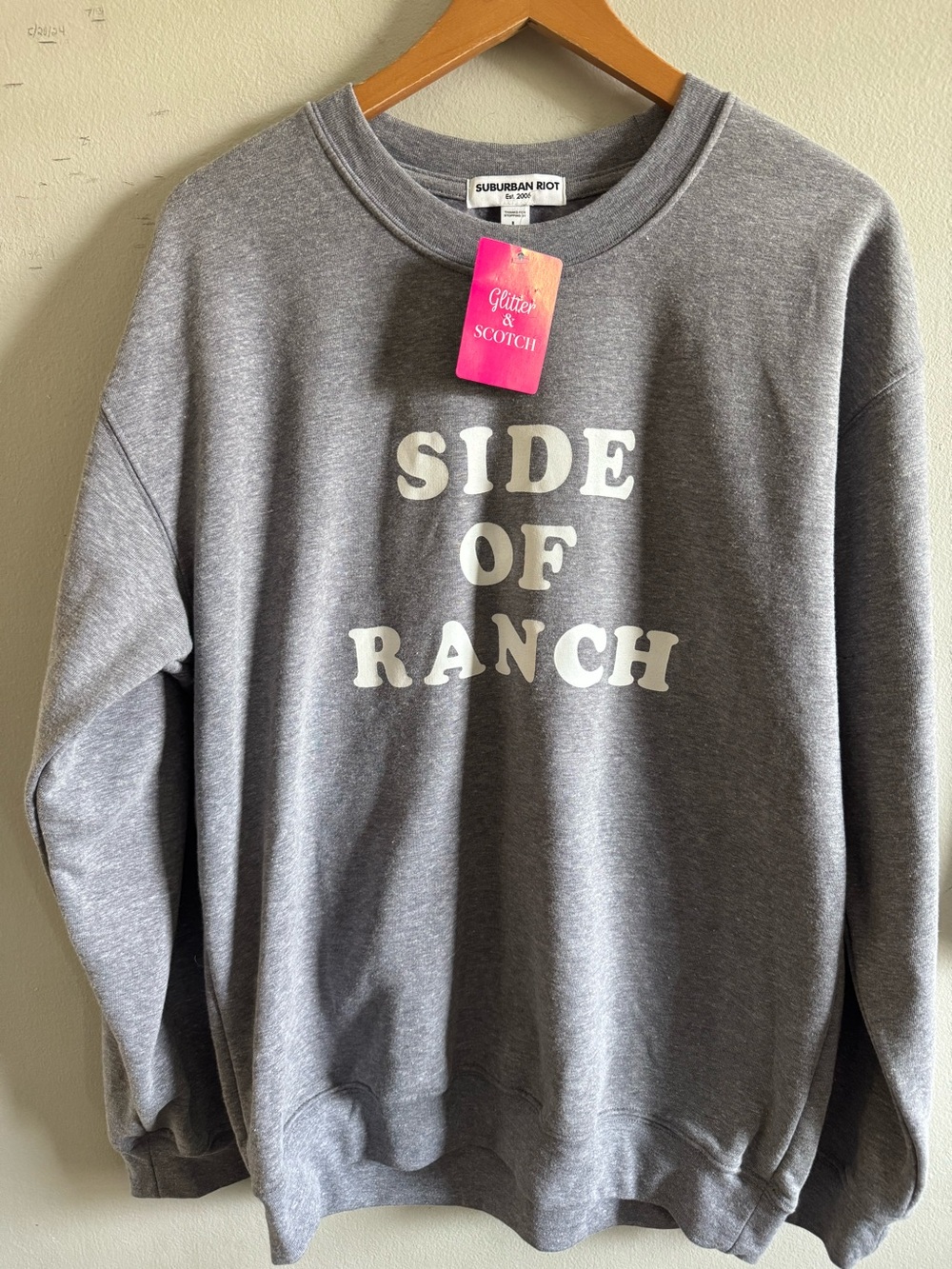 Suburban Riot Side of Ranch Grey Graphic Crewneck Sweatshirt NWT large unisex